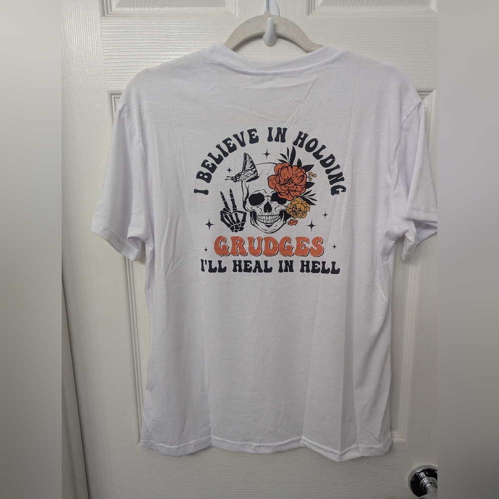 Graphic Tee with Skull and Rose Design - Picture 3 of 4